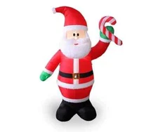 Winter Wonder Lane 8ft Inflatable Santa with Candy Cane 3 LED Cool White