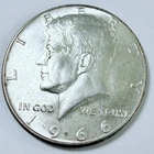 1966 SMS Kennedy Half Dollar 40% Silver - AU ALMOST UNCIRCULATED CONDITION #8918