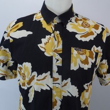 Volcom Shirt Men's L Black Short Sleeve Tropical Classic Fit Hawaiian Casual