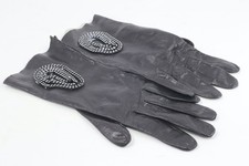 Vintage Black Leather Gloves Genuine Leather Classic Elegant Sz 7.5 Chain Decor