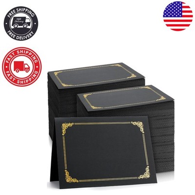 Sophisticated Certificate Holders - 200 Black Folders with Elegance & Protection