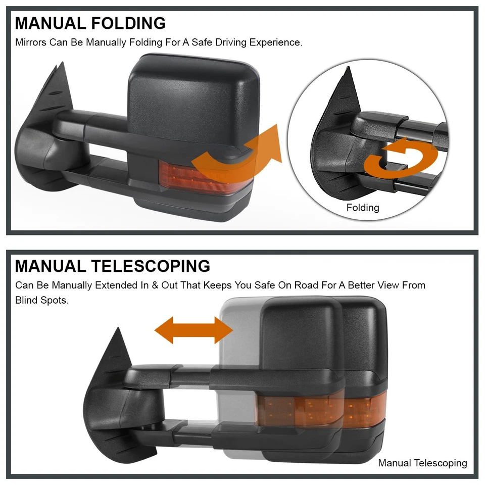 Fits 2007-2013 Chevy Silverado Sierra Power Heated Towing Tow Mirrors+LED Signal - Изображение 4 из 4