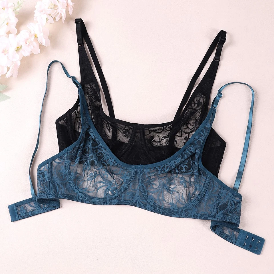 Unpadded Womens Bras Unlined Brassiere Sexy Lingerie Lace Bralette Hot Underwear - Image 4 of 4
