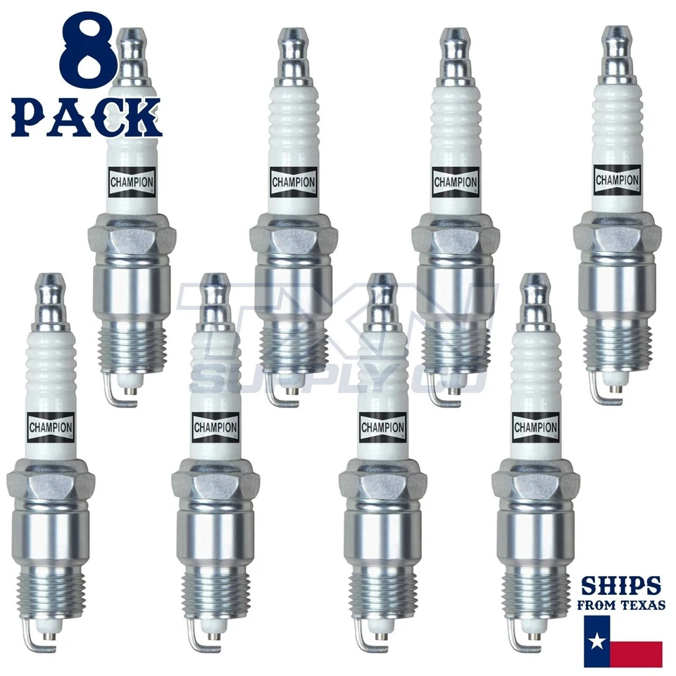 8 Pack Spark Plugs Champion Copper Set for 1974 Ford Country Sedan V8-7.5L - Image 2 of 3