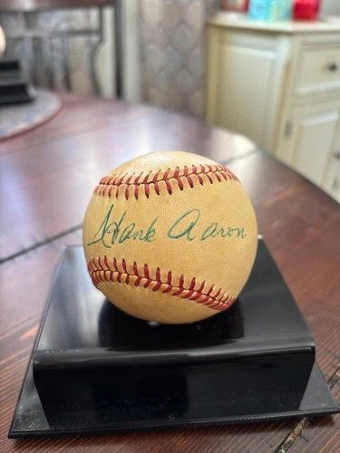Hank Aaron Milwaukee Atlanta Braves Signed Feeney Baseball Ball PSA DNA