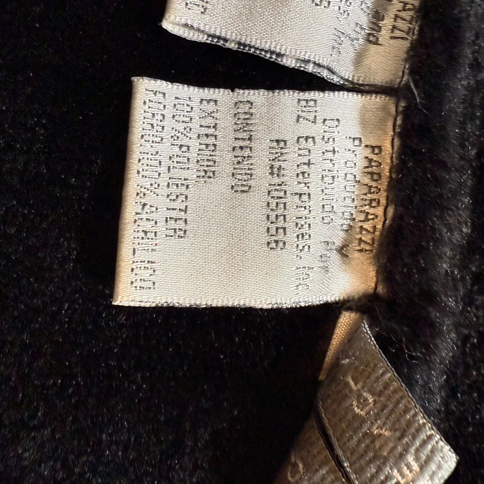 Paparazzi Faux Fur Collar Jacket Women’s L Black Boho Y2K Faux Suede Coat - Image 3 of 4