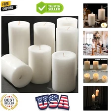 Elegant White Pillar Candles Bulk - 50 Hour Long Burn for Home Decor & Events