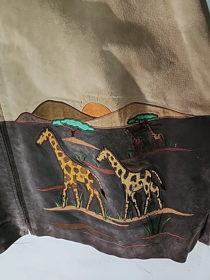 Chaqueta Quacker Factory Mujer 3x Elefante Tigre Safari Bordada Gamuza Cuero € Foto 3 de 4