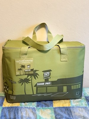 Trader Joe's 8 Gallons Reusable Bag Cooler Large Insulated Tote Olive Green
