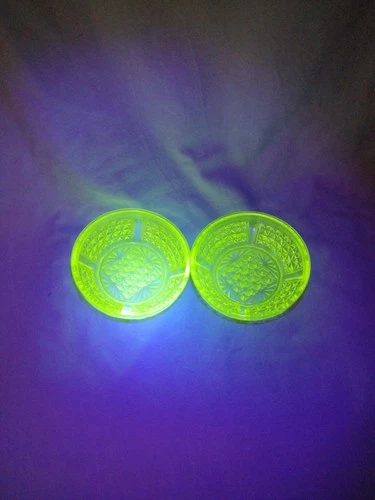 VINTAGE VASELINE GLASS SERVING BOWL 1940s ANCHOR HOCKING STARS AND BARS