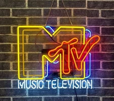 MTV Music Television Acrylic 20"x16" Neon Sign Light Lamp Show Art Real Glass