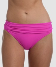 La Blanca Women's Pink Shirred Banded Hipster Bikini Bottom Swimwear Size 12