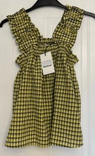 Image of Women’s Barbour Summer Top Sunrise Yellow Check Size 10 Brand New with Tags