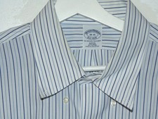 Brooks Brothers Men Long Sleeve Dress Shirt 18-35 Cotton White Striped
