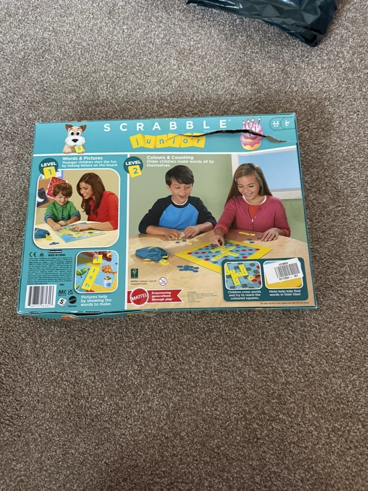 Mattel Games Scrabble Junior Kids Crossword Game with 2-Games-in-1, 2-Sided Game - Image 2 of 4