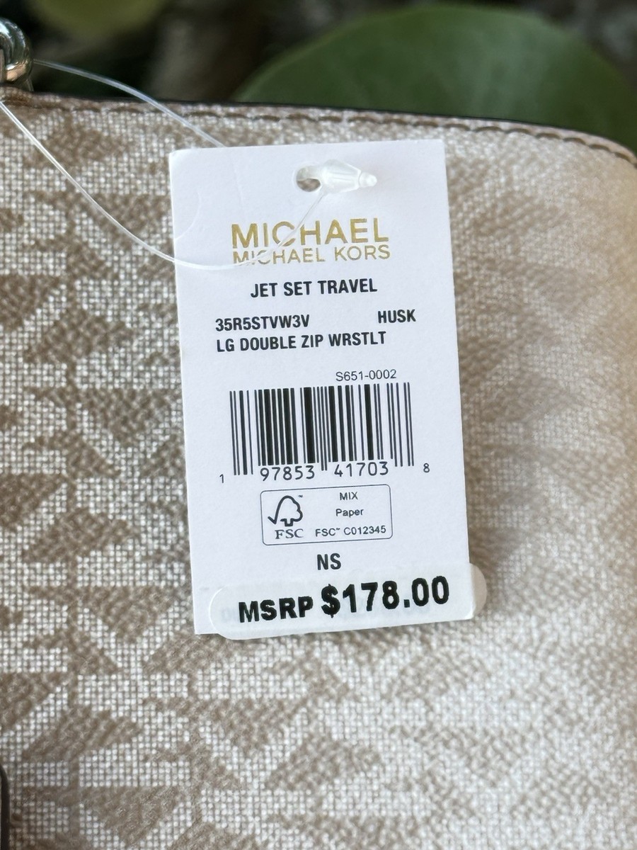 Michael Kors Jet Set Travel Large Double Zip Wallet MK Ombré Husk