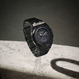 Casio GA-2100 Montre G-Shock – Modèle de boîtier en métal noir – Cadran noir