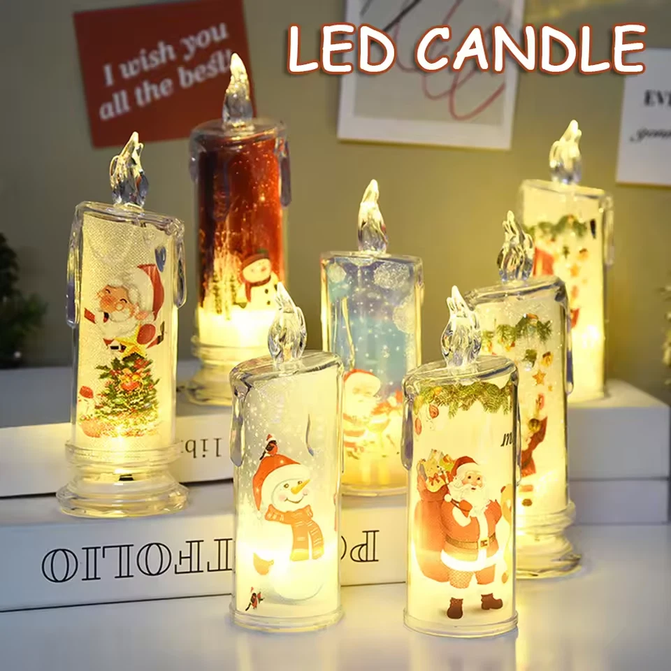 4 Christmas LED Candles, Flameless Flickering Electronic Tea Lights Home Decor - Image 3 of 4