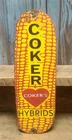 Vintage Coker Hybrid Corn Seed Porcelain Metal Die-cut Sign