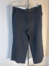 Talbots Womens Pants Black Size 14 Heritage Dress Pant Cropped 100 Linen