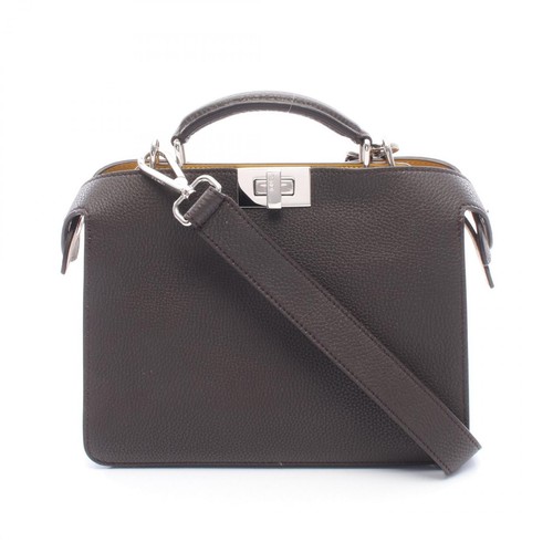 FENDI Peekaboo I.U. Small 2WAY Shoulder Handbag 7VA530 leather Brown Yellow Used