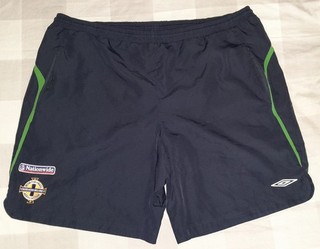 NORTHERN IRELAND FOOTBALL TRAINING SHORTS XXL 38" WAIST ZIP POCKETS VGUC