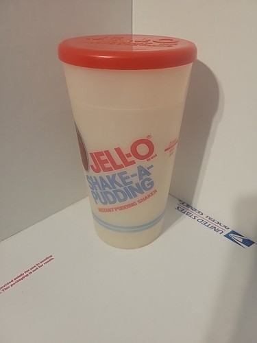 Vintage Jell-O Shake-A- Pudding Instant Pudding Plastic Shaker with Red Lid