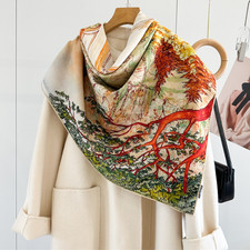 70 Cashmere 30 Silk Wrap Scarf grassland Print Double Face Print Shawl 53''