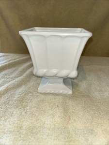 Vintage Milk Glass 5.75” Pedestal Base Urn Planter Twisted Ribbon Border
