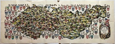 Original Vintage Map CZECHOSLOVAKIA - PICTORIAL - BIRD'S EYE VIEW - 1976