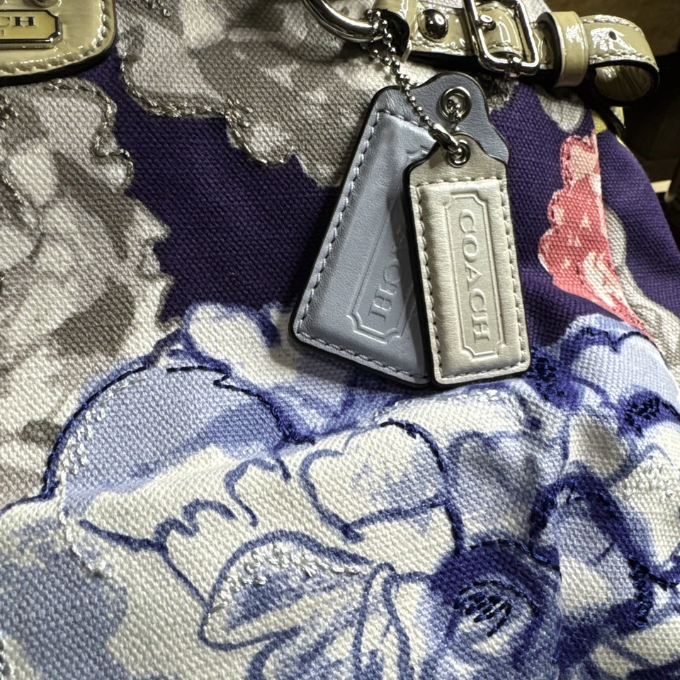 VERY RARE coach floral purse bag vintage style multicolored and leather detail  - Image 3 of 4