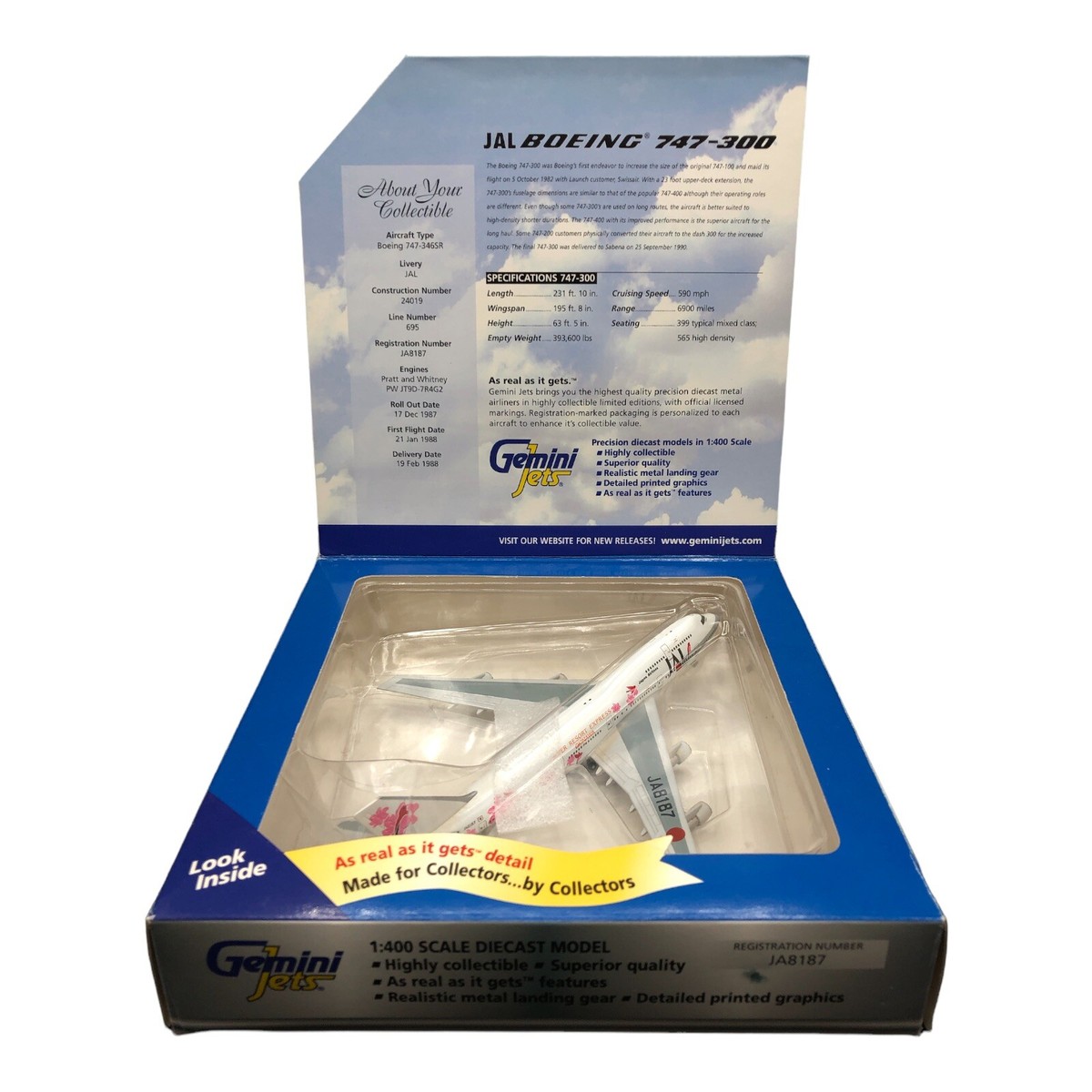 Gemini Jets GJJAL008 1:400 Scale Die Cast JAL Boeing 747-300 Gemini Jets GJJAL008 1:400 Scale Die Cast JAL Boeing 747-300