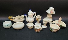 Vintage Lot of 11 Porcelain Doll House Miniatures Japan Coffee Pot Dishes Japan