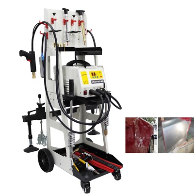 110V Steel Dent Puller Machine Welder Car Body Repair Data Recovery w/ Tool Cart