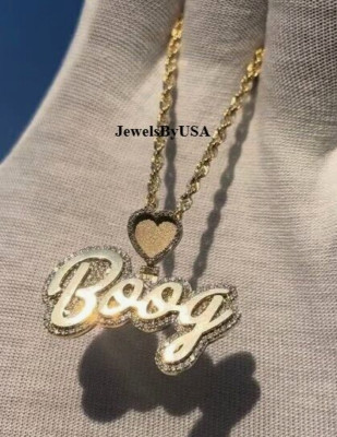 Valentine's Custom Mens Picture Memoreble Heart Pendant Real Moissanite