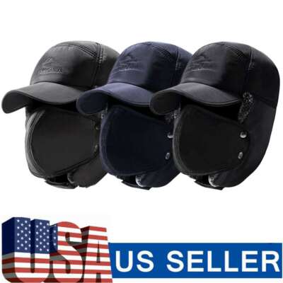 Men Women Winter Aviator Thick Hat Ear Flap Warm Ski Trapper Full Face Mask Cap