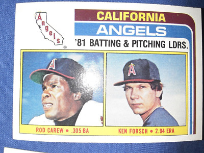 1982 Topps #276 Rod Carew Ken Forsch California Angels Checklist NmMt ...