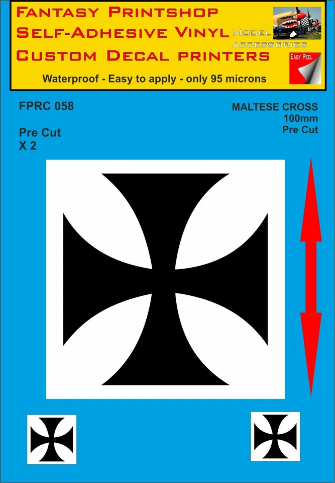 RC LUFTWAFFE MALTESISCHES KREUZ Doppelpackungen Vinyl Aufkleber Aufkleber 75 mm - 200 mm FPRC58 - Bild 2 von 4