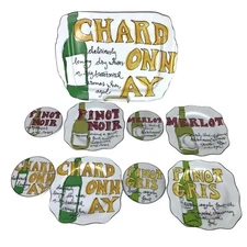 Rosanna Wine Appetizer Service For 4 Set Coasters Snack Plates Serving Tray