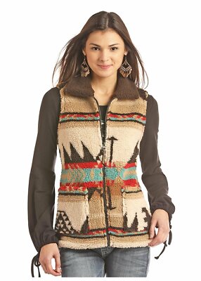 Powder River Outfitters Aztec Jacquard Berber Vest, Brown