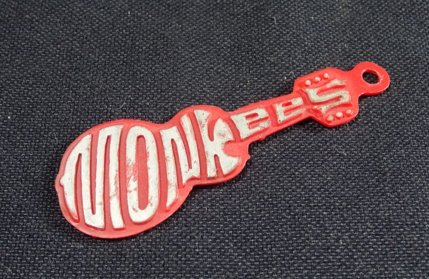 Monkees Keychains (MR 4) Monkees Red Plastic Guitar (for pull or keychain) 2-3/4