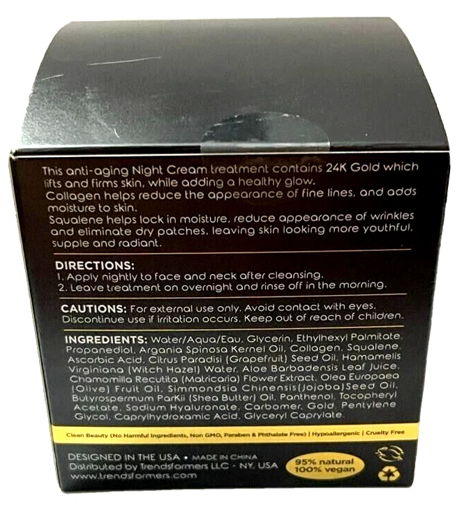 CLAIR BEAUTY 24K Gold Collagen & Squalene Anti Aging Night Cream 1.69 oz - Image 3 of 4