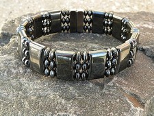 Mens Womens 100 Magnetic Therapy Hematite Bracelet Anklet Clasp 3 row