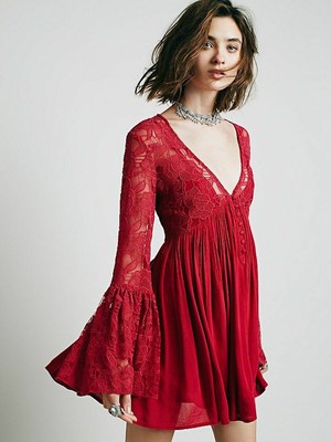 red lace boho dress