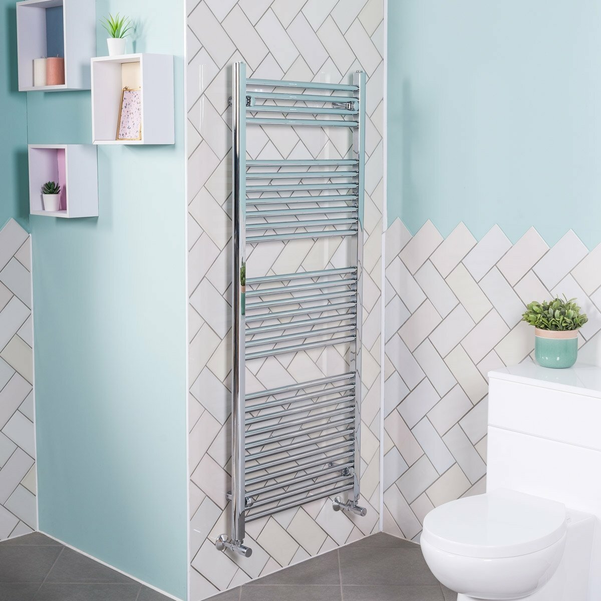 Contemporary Straight Heated Bathroom Towel Rail Radiator Rad 1500 x 600 Chrome