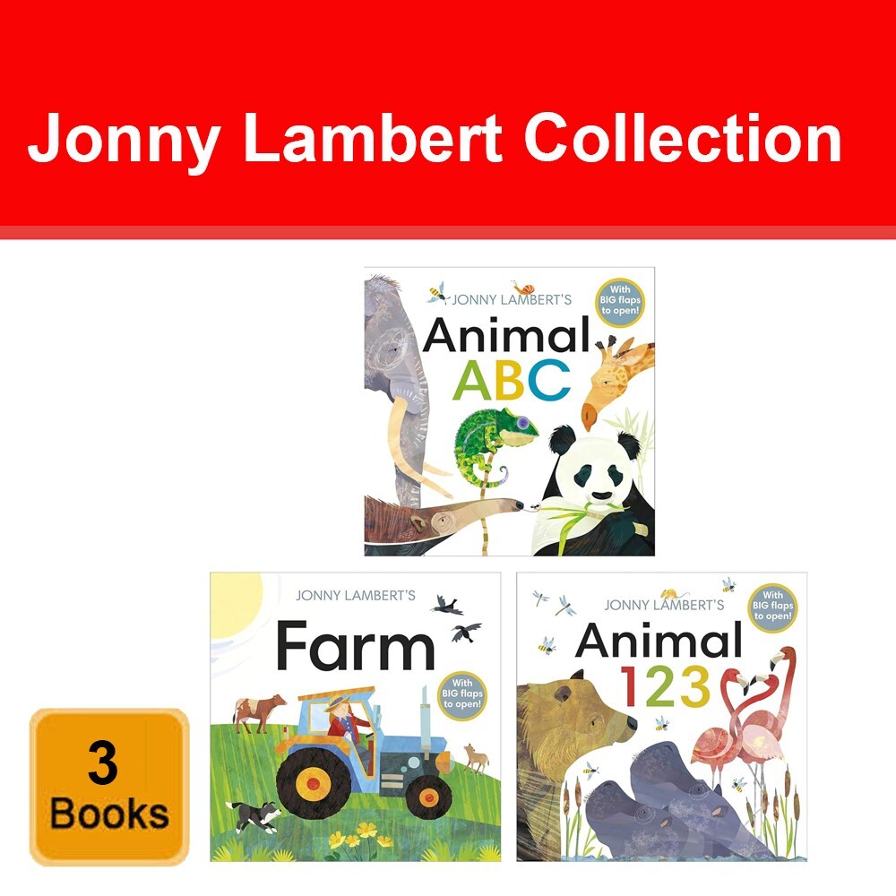 Jonny Lambert 3 Books Collection Set (Animal ABC, Animal 123 & Farm) Board book