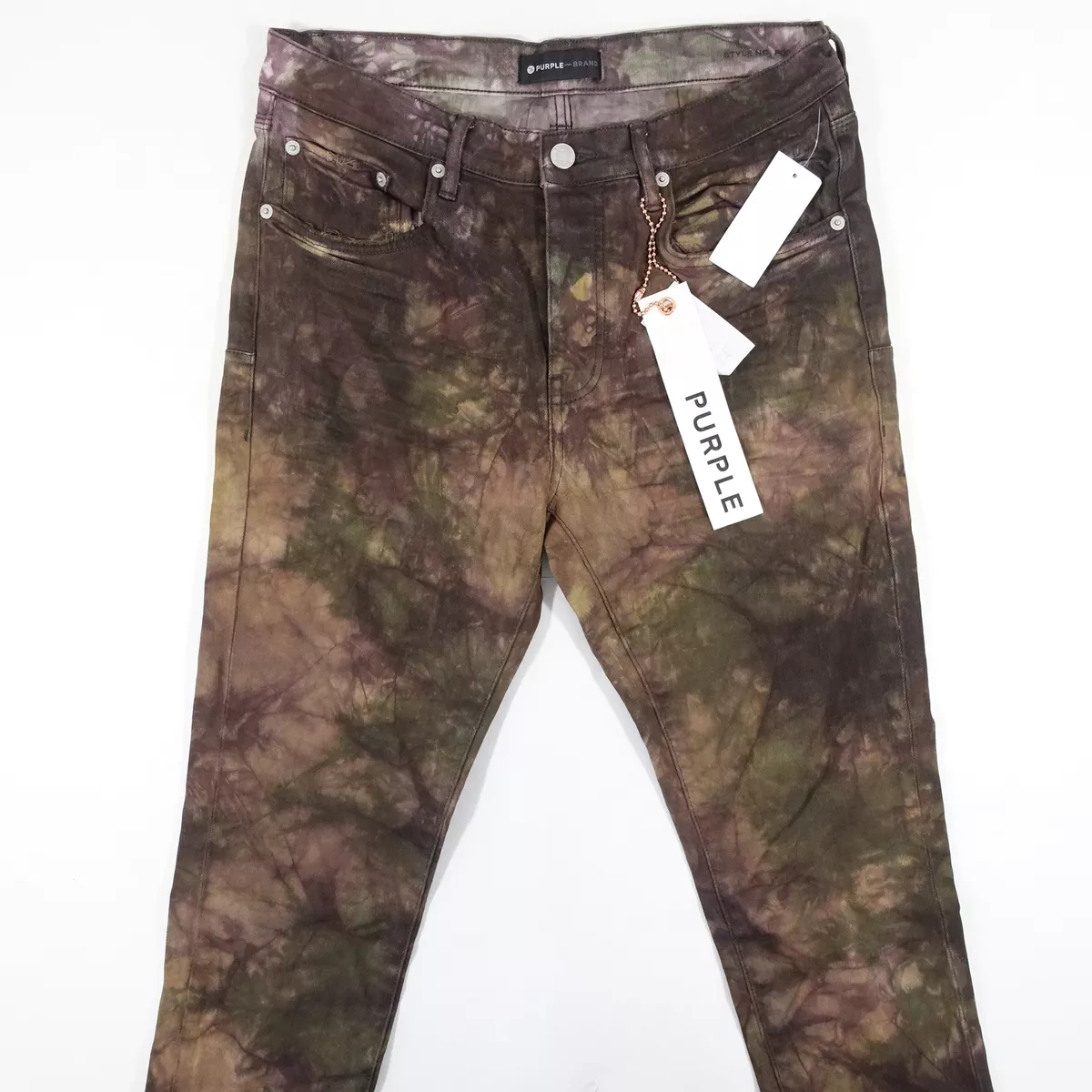 PURPLE BRAND DYED WATER COLOR PRINT 33 SLIM FIT LOW RISE JEANS