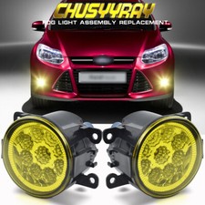 2x Front Clear Lens Bumper Yellow Led Fog Lights Lamps For Ford Focus 2011-2015