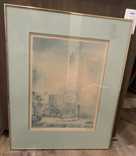 Tom Lynch Framed & Dbl. Matted Litho. Print The Magnificent Mile Chicago Signed
