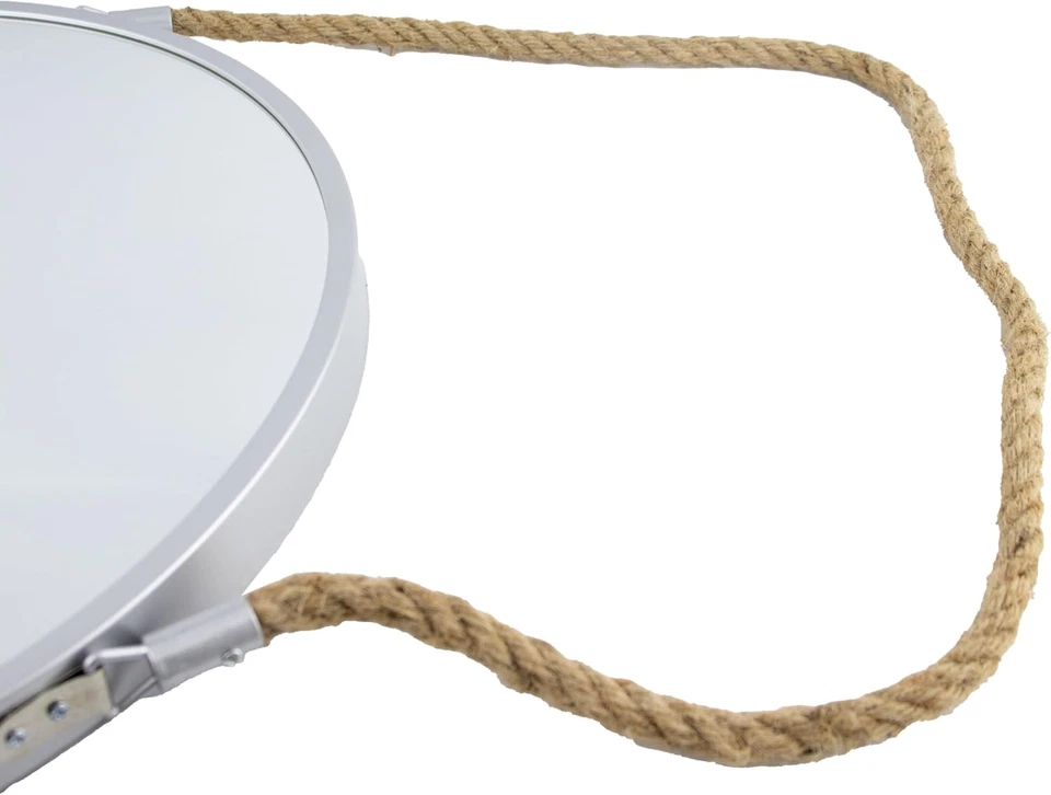 Espejo de pared redondo minimalista con cuerda - Espejo de tocador rústico decorativo para Liv Foto 3 de 4